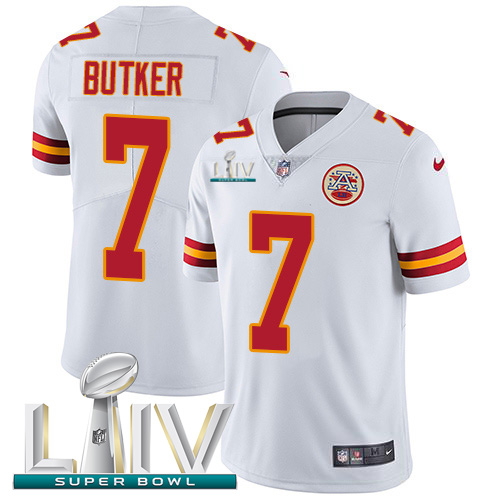 Kansas City Chiefs Nike #7 Harrison Butker White Super Bowl LIV 2020 Youth Stitched NFL Vapor Untouchable Limited Jersey